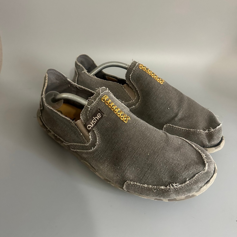 Cushe M Slipper Mens 13 Brown Canvas Slip On Loafers UM00708B Distressed Casual